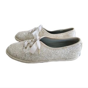 Kate Spade Keds 8.5M Champion White Glitter WF57835 Tennis Shoes Wedding Party